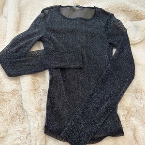 Sheer sparkle long sleeve shirt